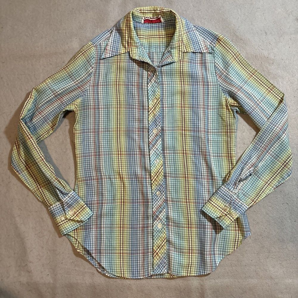 Colorful Plaid Button Down Shirt for Women